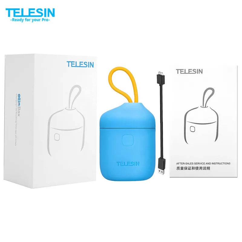 TELESIN ALLIN BOX 3 в 1 двойное зарядное устройство SD кардридер чехол для хранения + 2 шт.