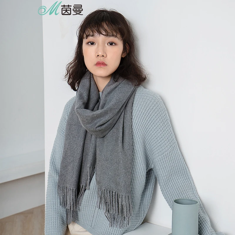 Зимний шарф в Корейском стиле универсальная Толстая однотонная шаль теплый |