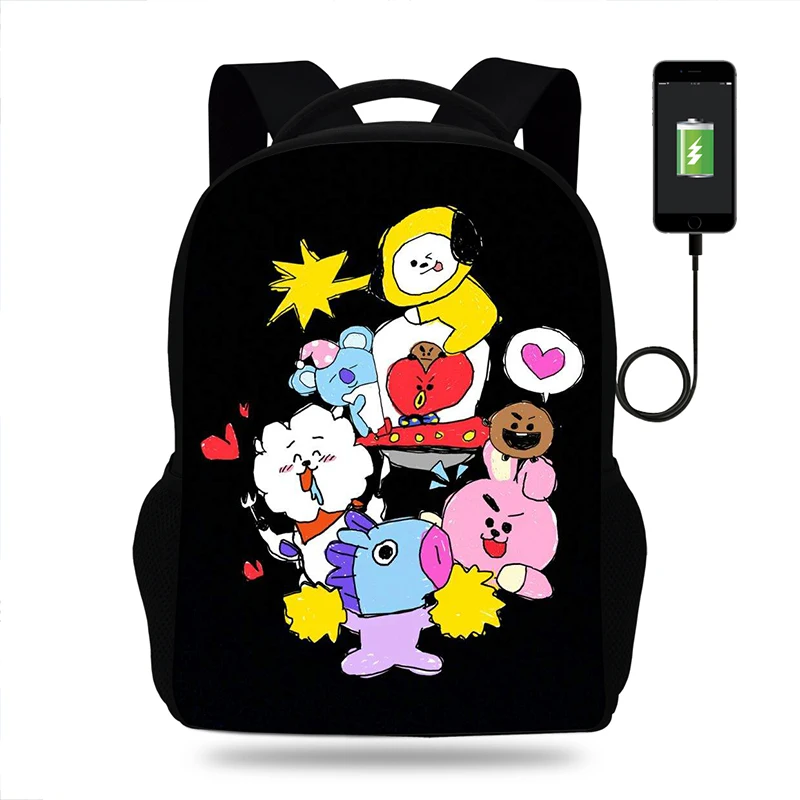 Мультфильм BT21 девушки школьные сумки рюкзаки ранец для детей ортопедический