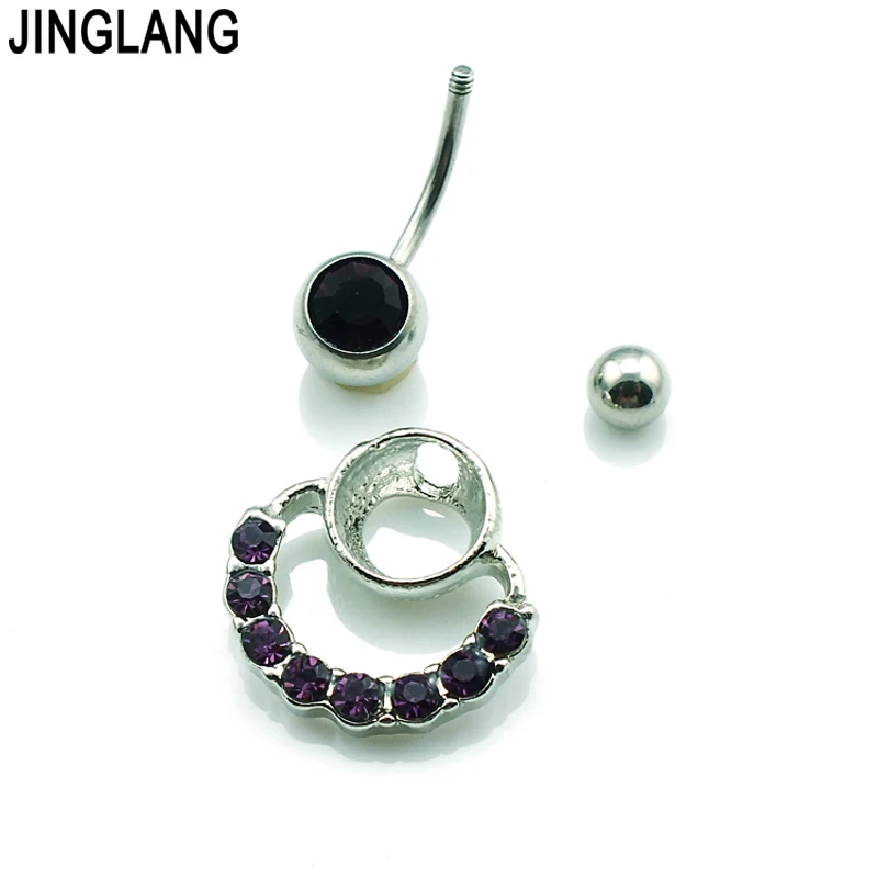 Promotion! New Arrival High Quality Fashion Surgical Steel Purple Rhinestone Eyes Navel Piercing Rings For Women Body Jewelry | Украшения и