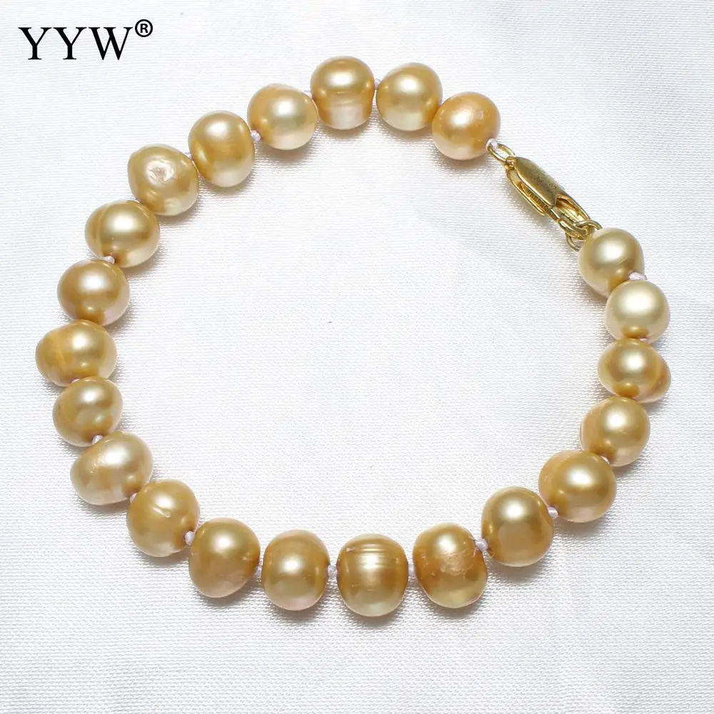 Женский браслет из натурального пресноводного жемчуга с латунным картофелем 8 9