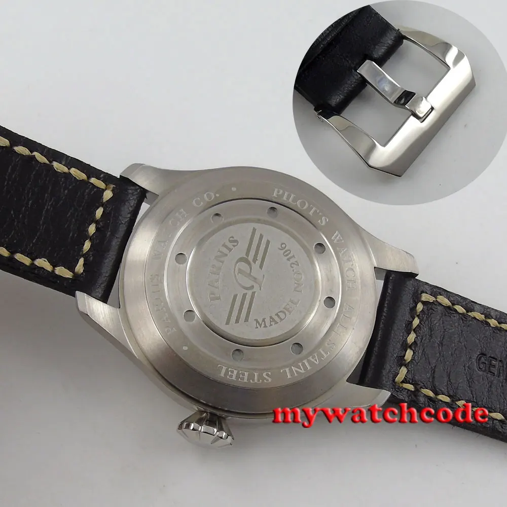 47 мм parnis черный циферблат Дата 21 jewels miyota 8215 автоматические мужские часы P575 |