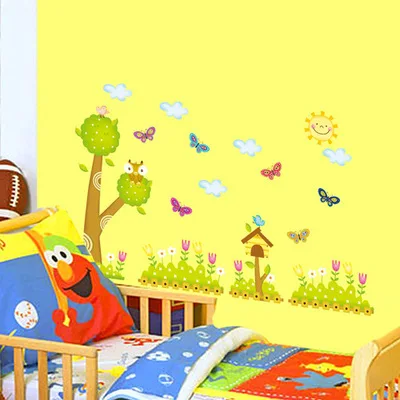 

Cartoon forests and trees owl the household adornment of children room wall stickers on the wall