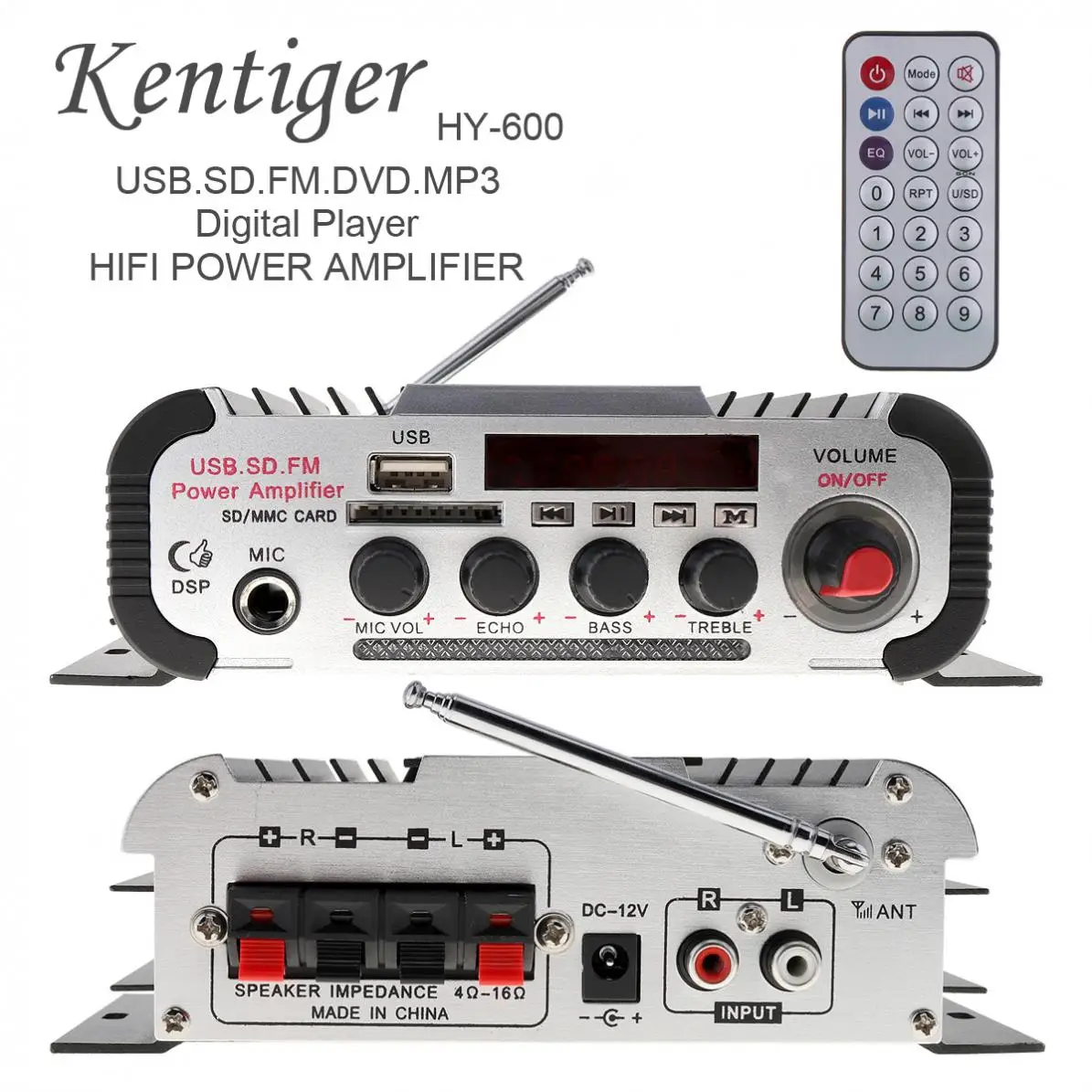 2CH Hi Fi автомобильный аудио усилитель мощности FM радио USB MP3 стерео цифровой плеер с