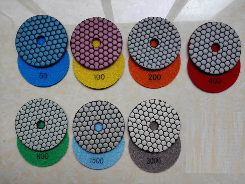 

4" first-class Diamond Dry Polishing Pads for Dry Polishing marble, granite, glass, cement, ceramic (100mm and Grits# 50 ~ Buff)