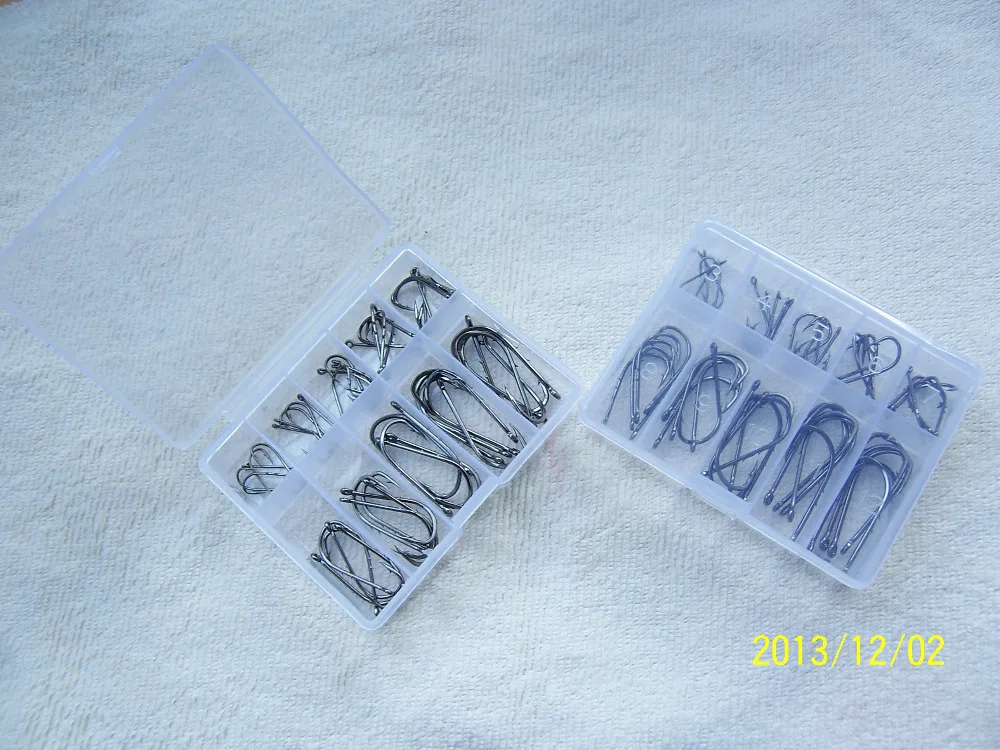 

500 Pcs Mixed Sizes Carbon Black Fishing Hooks With 2 barbs Free Shipping