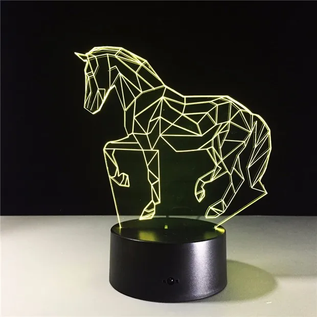 Подарки для детей, 7 цветов, меняющие животных, Luces Navidad Horse, светодиодный ночник, 3D светодиодный настольный светильник, прикроватные лампы, как украшение дома