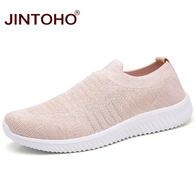 Женские повседневные кроссовки JINTOHO брендовые дышащие Лоферы без застежки на