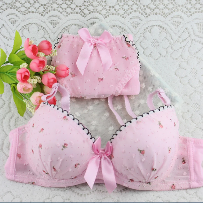 Комплект женского нижнего белья с цветочным принтом и чашками пуш ап|bra underwear|briefs