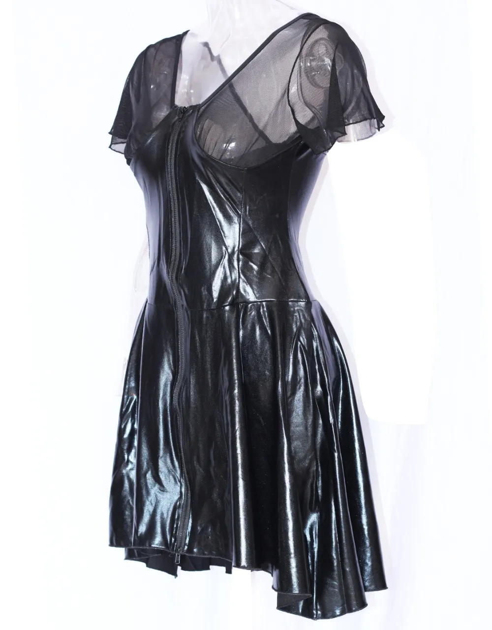 Новые Сексуальные сетчатые виниловые Клубные платья летние женские кожаные