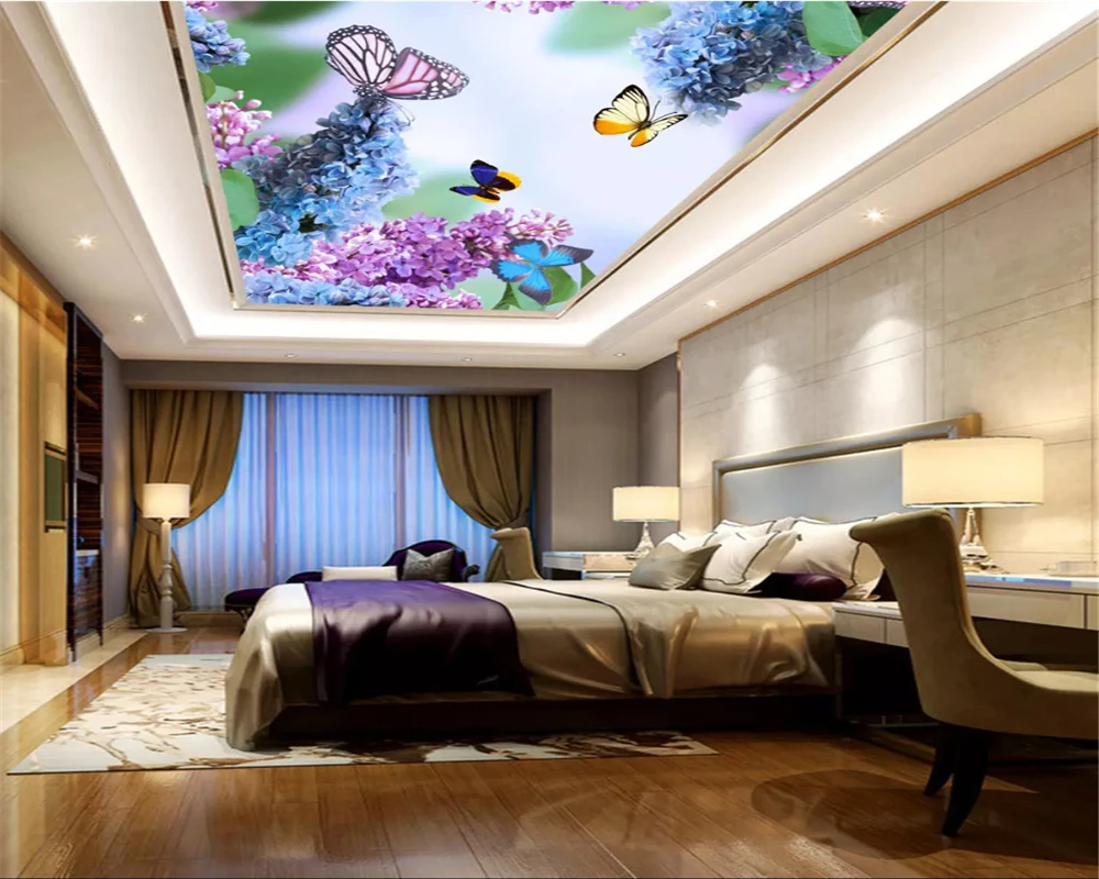 Обои для гостиной красивые и элегантные wisteria цветочные бабочки потолочные обои
