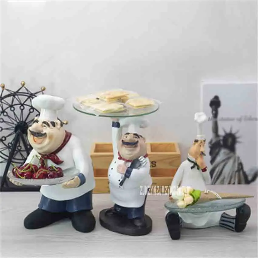 

European Cook Ornaments Creative Resin Chef Figurine Decorations Ornaments Chef Figurine Supplies for Restaurant,Cafe and Bakery