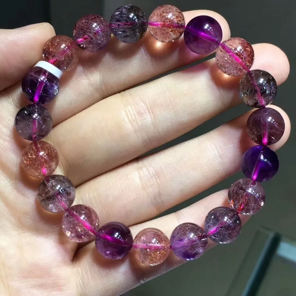 100% натуральный Lepidocrocite кварц 10 5 мм Женский Мужской стрейч супер 7 семь Мелодия