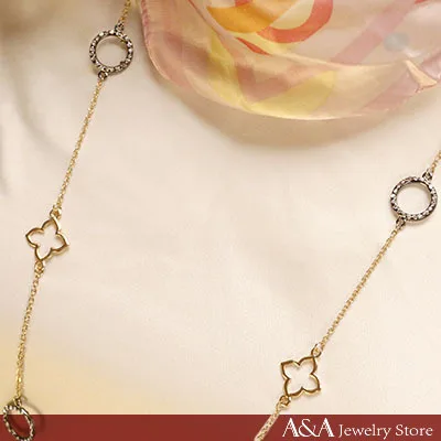 Длинное Ожерелье Золотого Цвета Модный Стиль Для Женшины Бесплатная Доставка