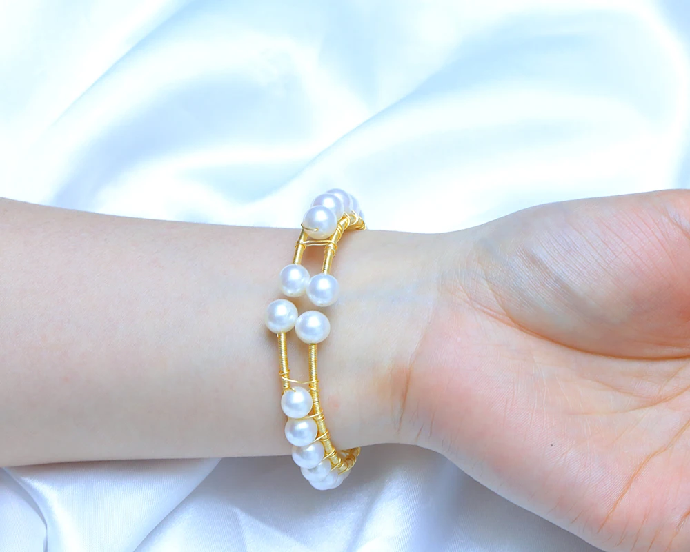 BaroqueOnly wire wrap очаровательный браслет браслеты настоящий натуральный пресноводный жемчуг для женщин Свадебные модные украшения HJ