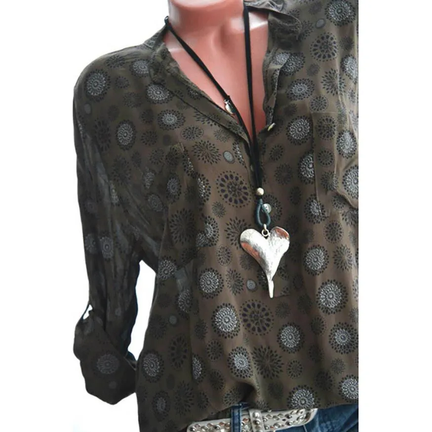 Новинка 2018 модная женская блузка с длинным рукавом и принтом в горошек блуза на