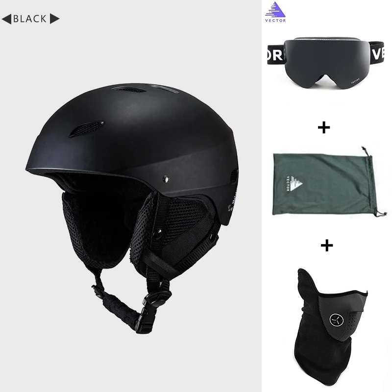 Black 1 Set Для мужчин Для женщин Регулируемый защитный для катания на лыжах под открытым небом шлем для катания на коньках зимних видов спорта Для женщин Сверхлегкий Катание на коньках для катания на сноуборде Лыжный Спорт велосипед велосипедный шлем Casco Ciclismo - Цвет: Black 1 Set