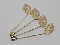 10 golden metal suit chest leaf leaves brooch lapel pins for wedding craft diy