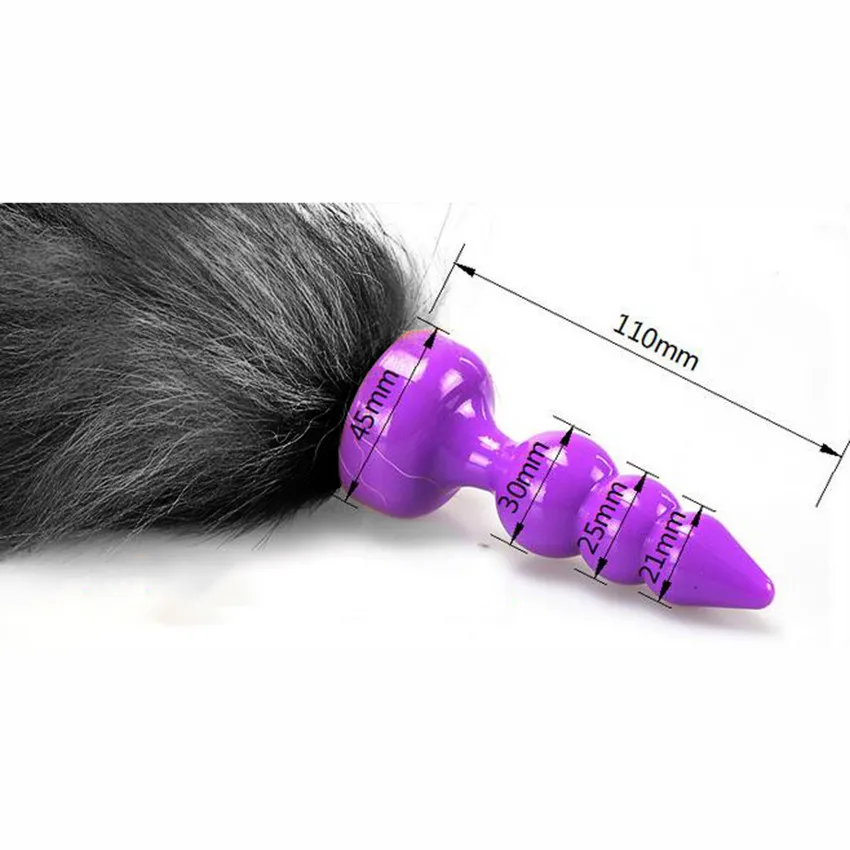 Zerosky Fox Tail Anal Plug Sexy Purple 3 Beads Soft Silicone Butt Sex Toys For Woman | Красота и здоровье