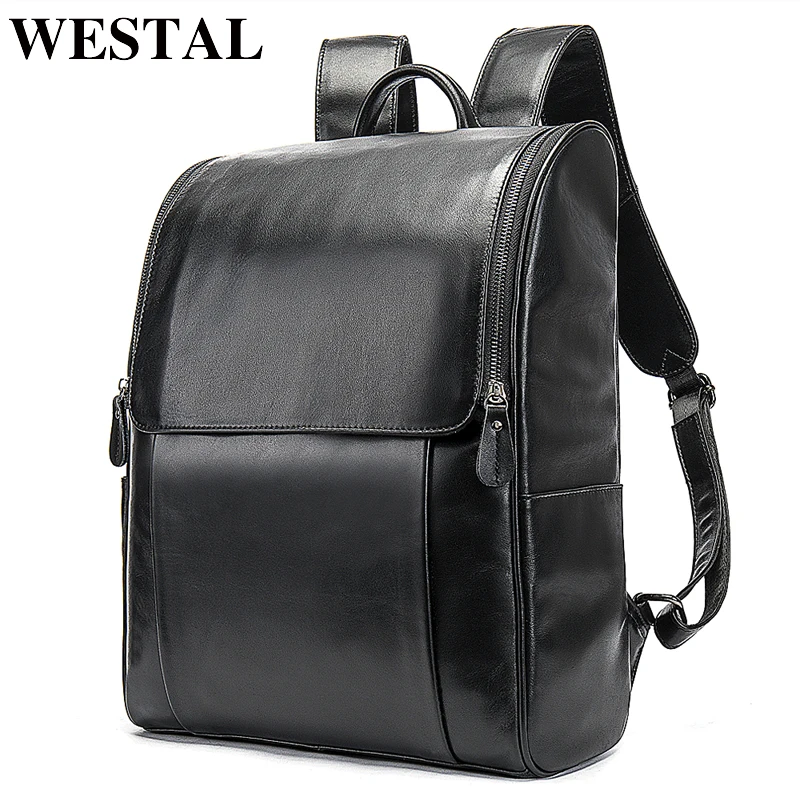 Портфель WESTAL из натуральной кожи для мужчин рюкзак ноутбука с защитой от кражи