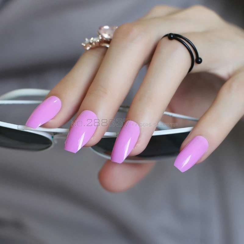 Новый гроб накладные ногти Модный Фиолетовый индивидуальный дизайн 24 шт полные