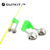 outkit 5pcslot fishing bite alarms fishing rod bell rod clamp tip clip bells ring green abs fishing accessory outdoor metal