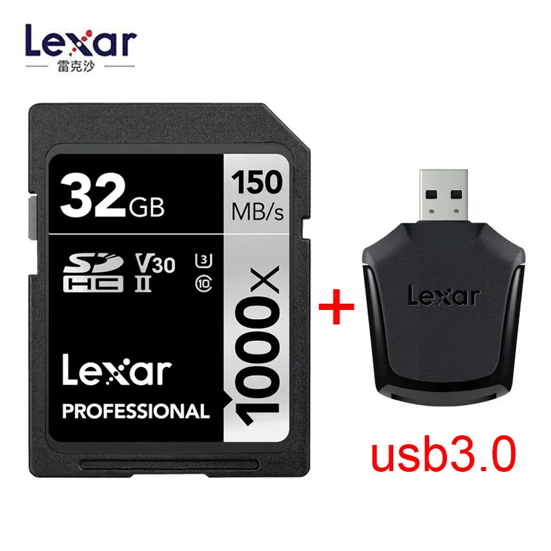 Lexar 150 МБ/с. 16 Гб оперативной памяти, 32 Гб встроенной памяти SDHC 1000x SD Card 64 Гб 128 256 SDXC UHS-II U3 флэш-карта памяти для 3D 4K цифровой Камера