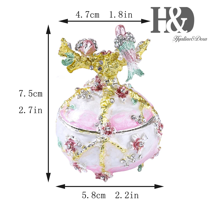 H & D ручная роспись винтажная любовь птица стиль Bejeweled эмалированные коробки