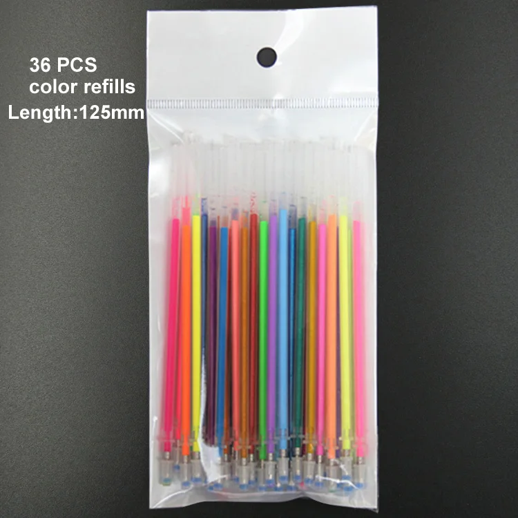 36 PCS color refills 12/24 Цвет гелевая ручка металл Пастель яркость эскиз рисунок Краска Карандаш Цвет канцелярские школы маркер для детей Подарки - Цвет: 36 PCS color refills