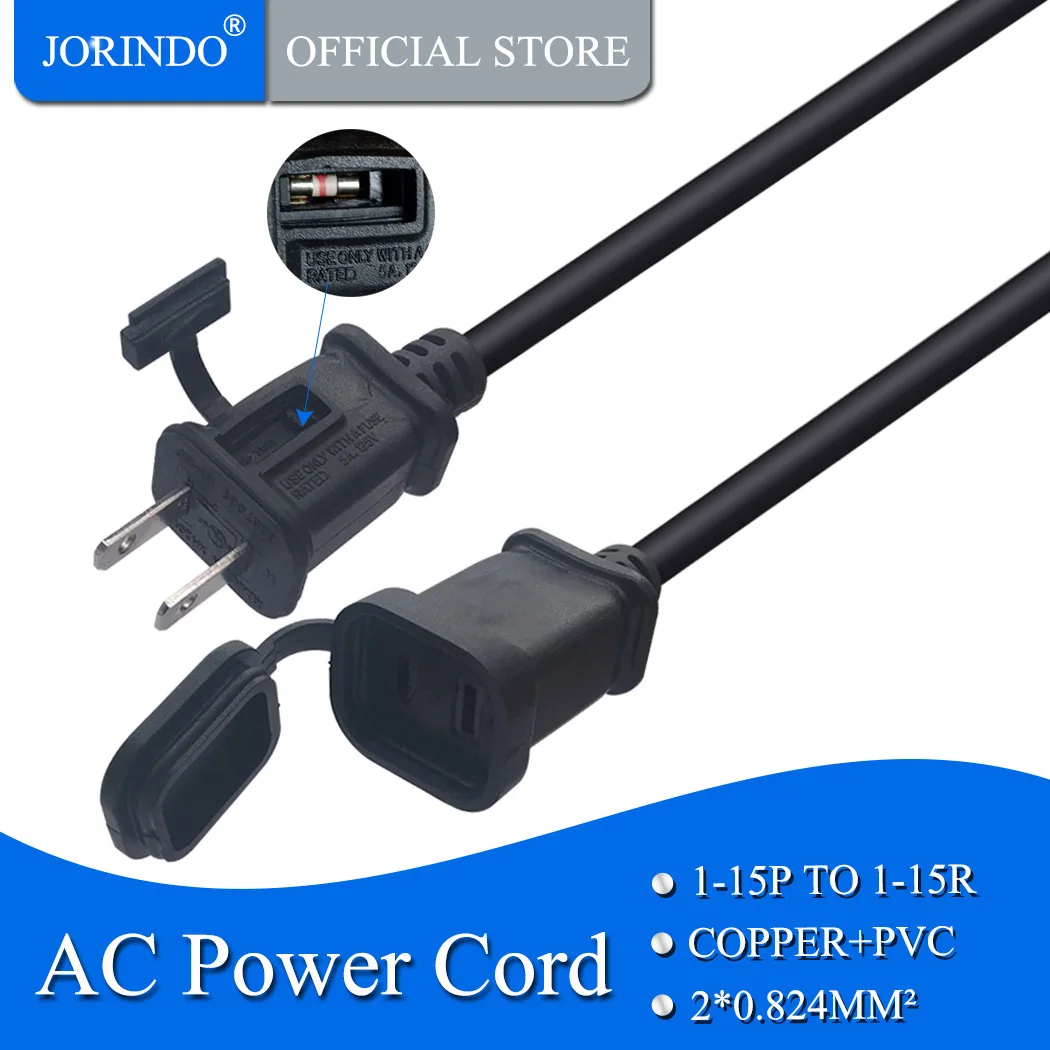 JORINDO 0 5 м-2 м/1 64 фута-6 56 фута NEMA 1-15P к 1-15р США Мужской женскому шнуру питания с