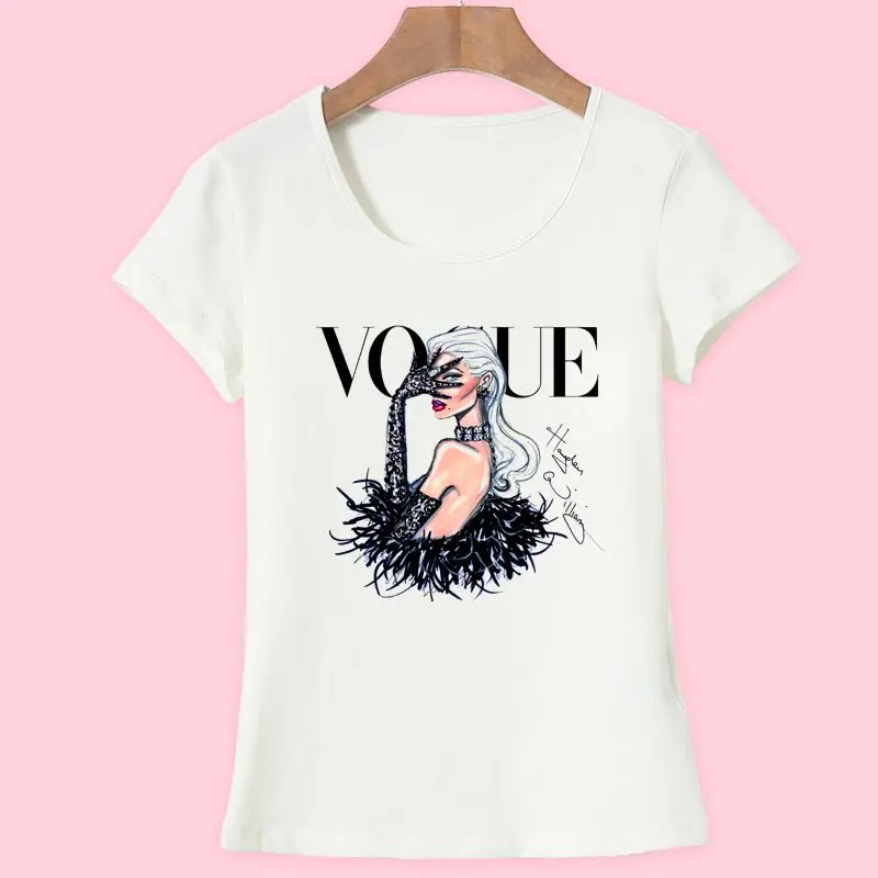 Белый Новая женская футболка VOGUE beauty с 3d принтом, хлопковые топы с круглым вырезом, Летние Стильные женские футболки, модная женская забавная одежда - Цвет: Белый