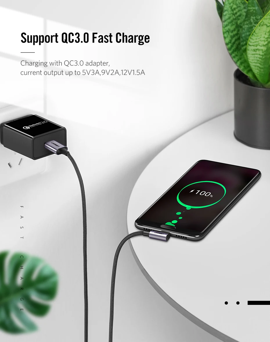 Ugreen 3A usb type C 90 градусов USB C кабель для samsung Galaxy S10 S9 Plus Xiaomi Mi 8 6 MAX 3 LG USB C кабель передачи данных для быстрой зарядки