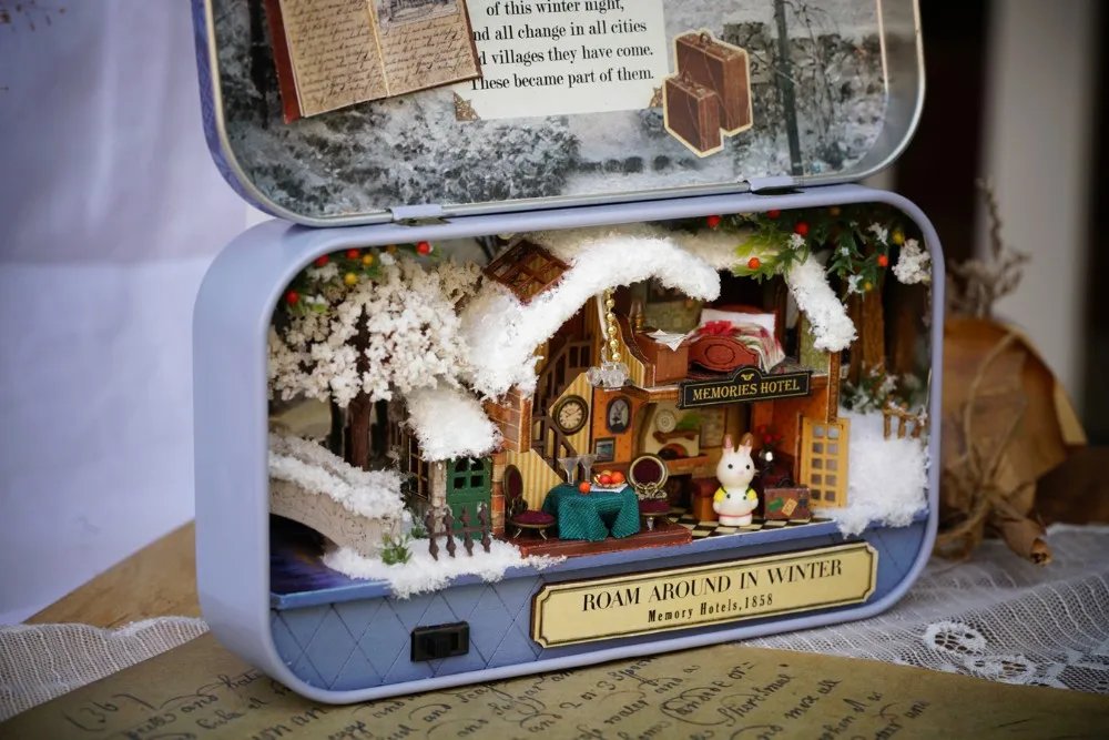 Кукольный дом Diy миниатюрный деревянный пазл кукольный домик miniaturas мебель дом кукла для подарка на день рождения игрушки бродят по всему миру зимой