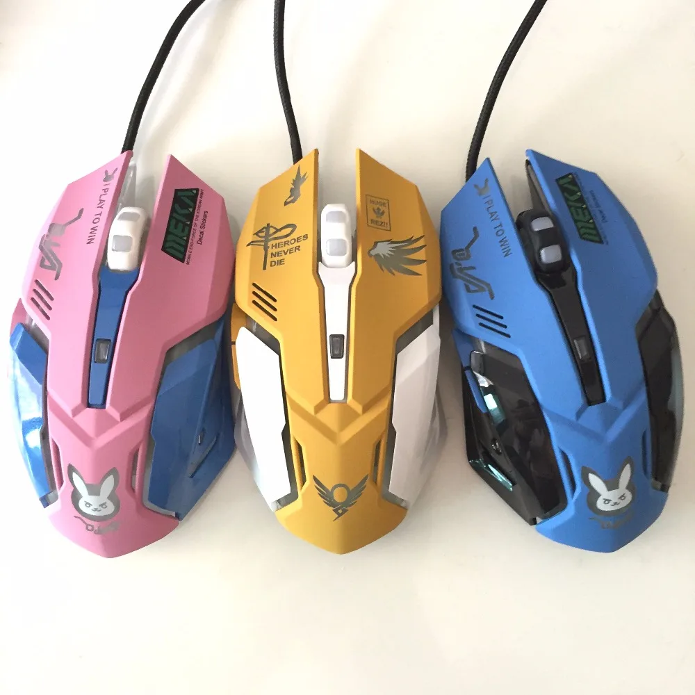 6 кнопок, игровая дышащая светодиодная мышь с подсветкой, D. VA Reaper, проводная USB компьютерная мышь для ПК и Mac, геймеров Overwatch