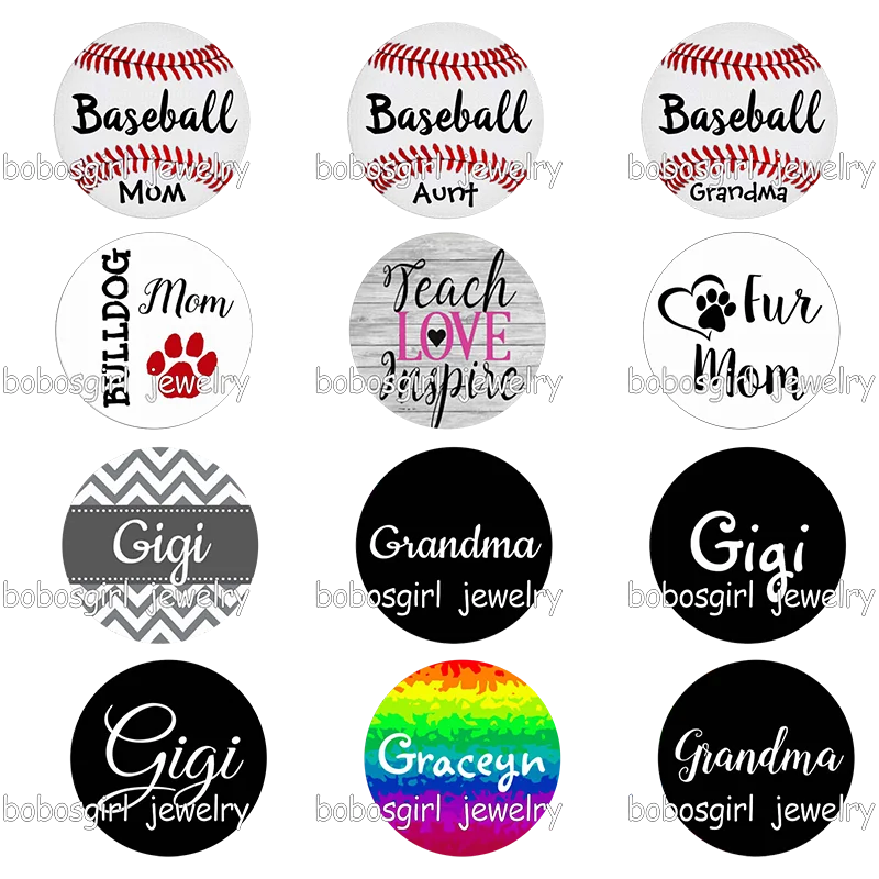 Бейсбольная мама QUNT бабушка гиджи стеклянная защелкивающаяся Кнопка фото печать