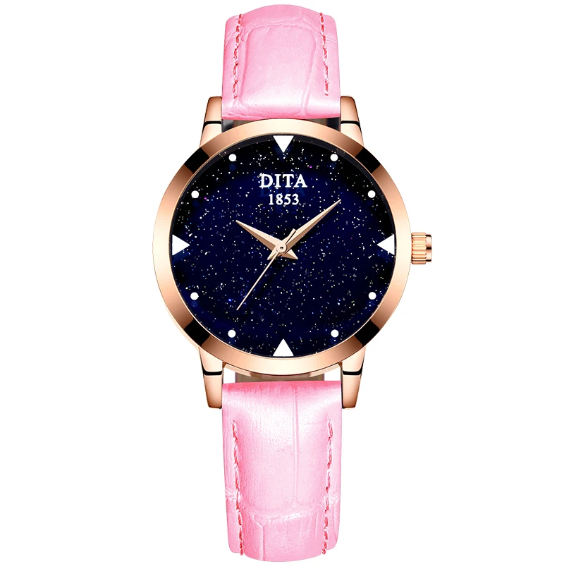 Dita Леди Аналоговый Кожаный ремешок Наручные часы женские кварцевые Повседневное