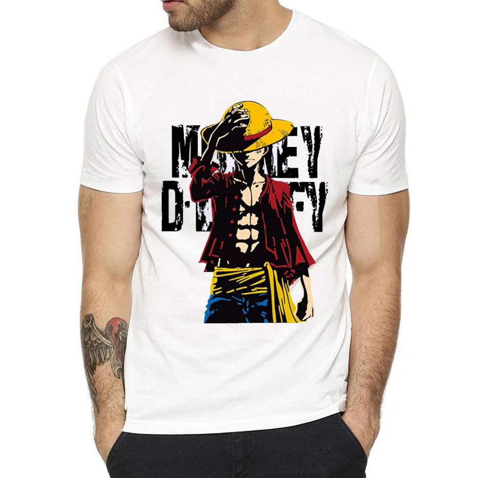 Новая летняя футболка из одного предмета мужские футболки с обезьянкой D Luffy