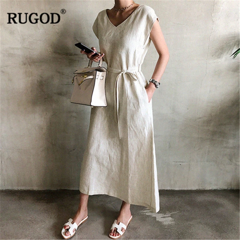 RUGOD 2019 Новое Женское легкое вертикальное Полосатое свободное тонкое платье с