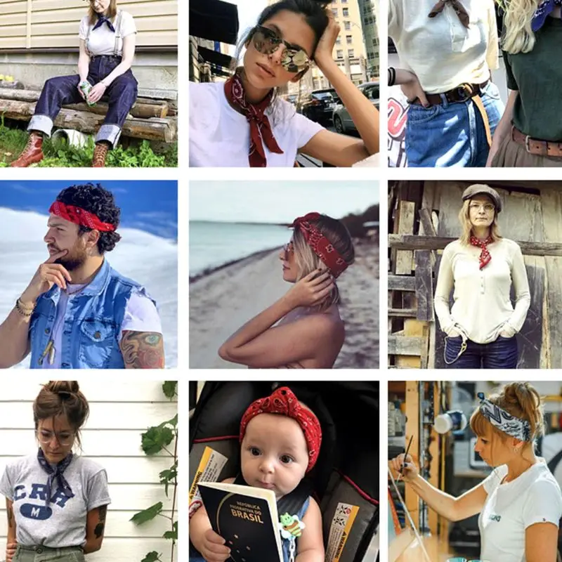 Хлопчатобумажный квадратный шарф унисекс в японском стиле Харадзюку винтажная