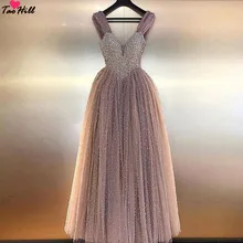 TaoHill Robe de Soiree Longue вечерние платья Ливан A-Line ремни Глубокий v-образным вырезом Шампанское вечернее платье TaoHill Robe de Soiree Longue вечерние платья Ливан A-Line ремни Глубокий v-образным вырезом Шампанское вечернее платье