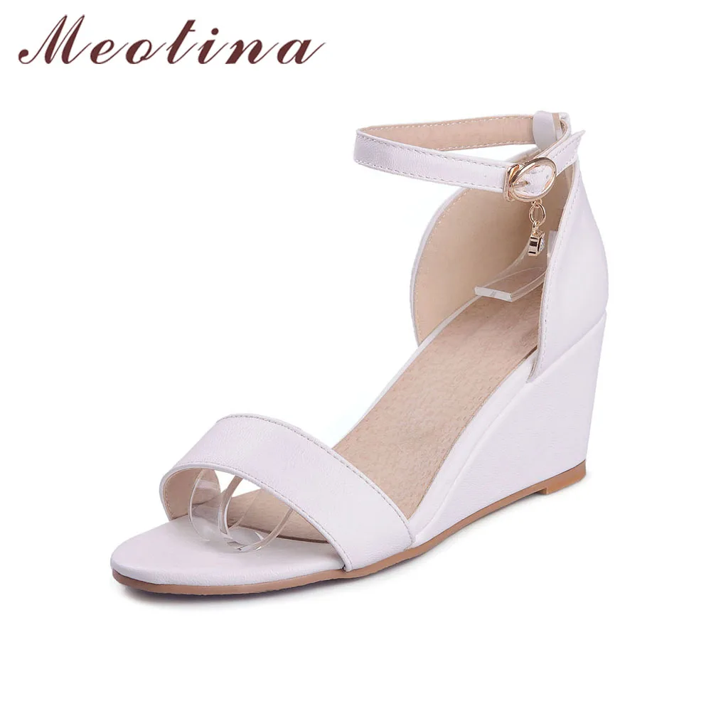 Женские босоножки на танкетке Meotina сандалии с открытым носком платформе и