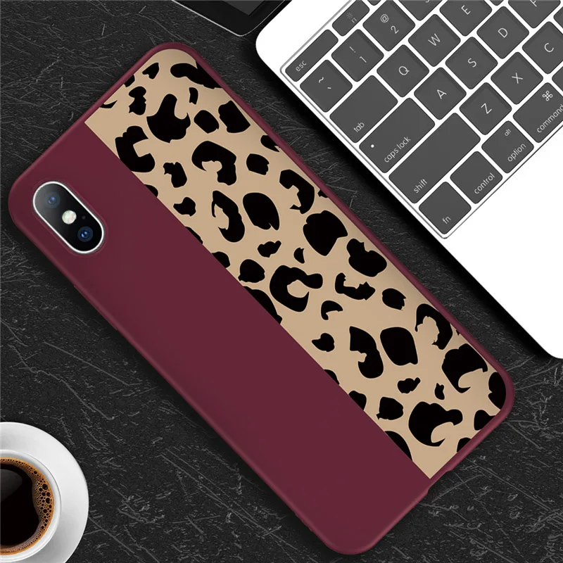 T3 wine red Lovebay чехол для телефона для iPhone 11 Pro 6 6s 7 8 Plus X XR XS Макс 5 5S SE с леопардовым принтом цветной, мягкий, из ТПУ для iPhone х чехол для телефона s - Цвет: T3 wine red