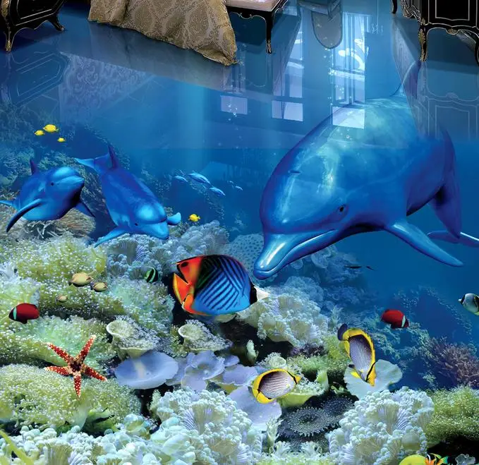

3 d росписи настил подводный мир Телефон для детской комнаты 3d напольные фотообои фрески HD пол