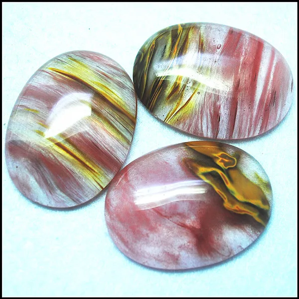 

3pcs new arrived fire cherry quartz glass cabochons oval shape 30x40mm for pendants making jewelry findings