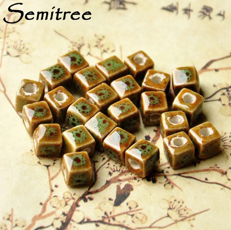 

10Pcs/Lot 8mm Square Shape Ceramic Beads Bracelets Necklace Spacer Beads Loose Beads DIY Jewelry Making Handmade Supplies