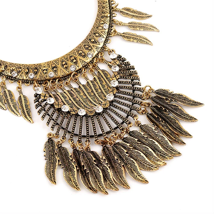 Женский винтажный комплект ювелирных изделий многослойное ожерелье и серьги