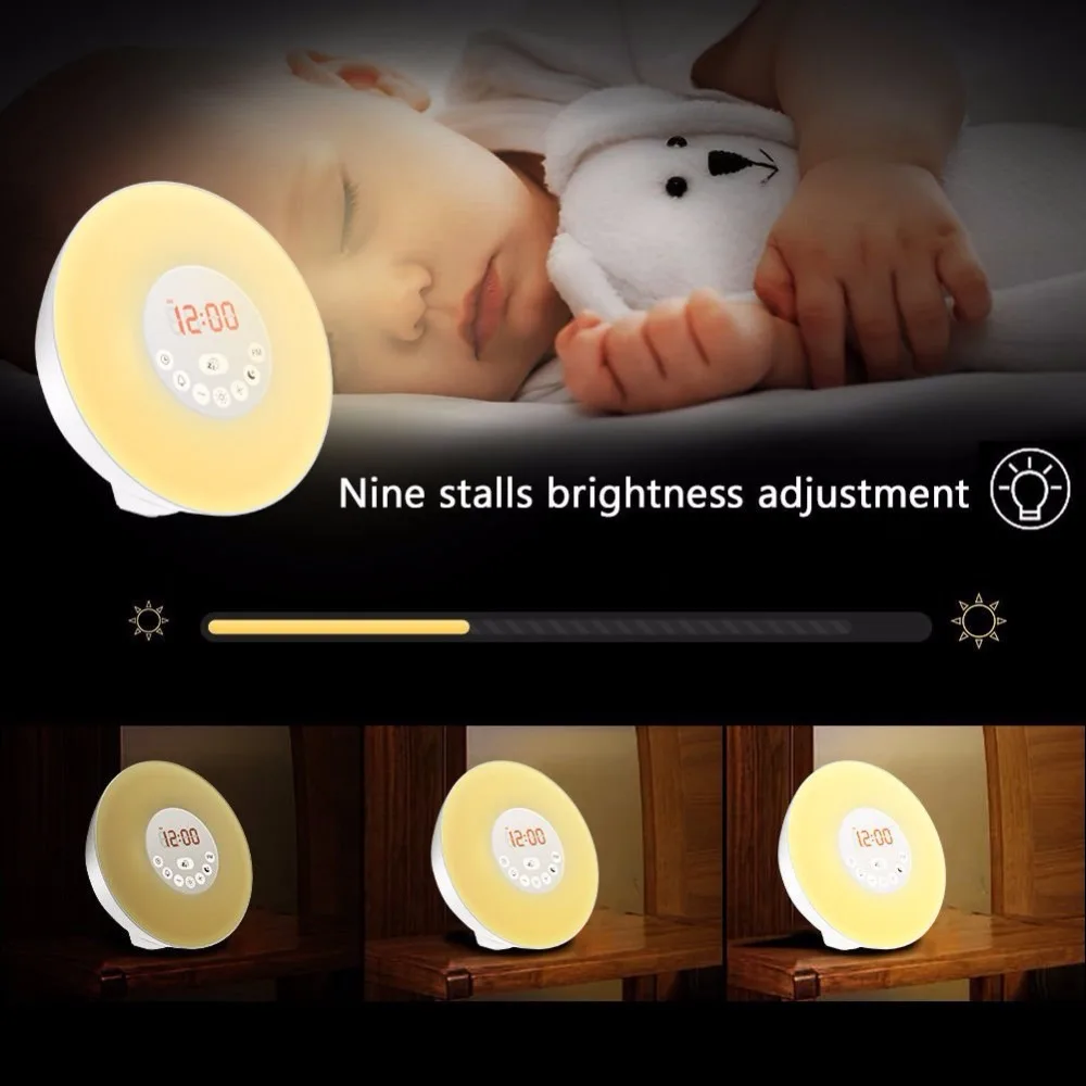 Новейшая модель Touch зондирования цифровой будильник Sunrise Sunset светодиодный Wake Up