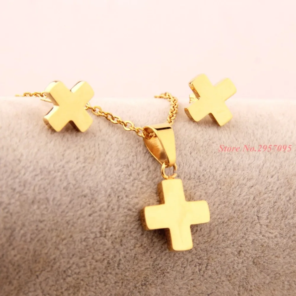 Золотой крест ожерелье из нержавеющей стали Женская цепочка ювелирные изделия
