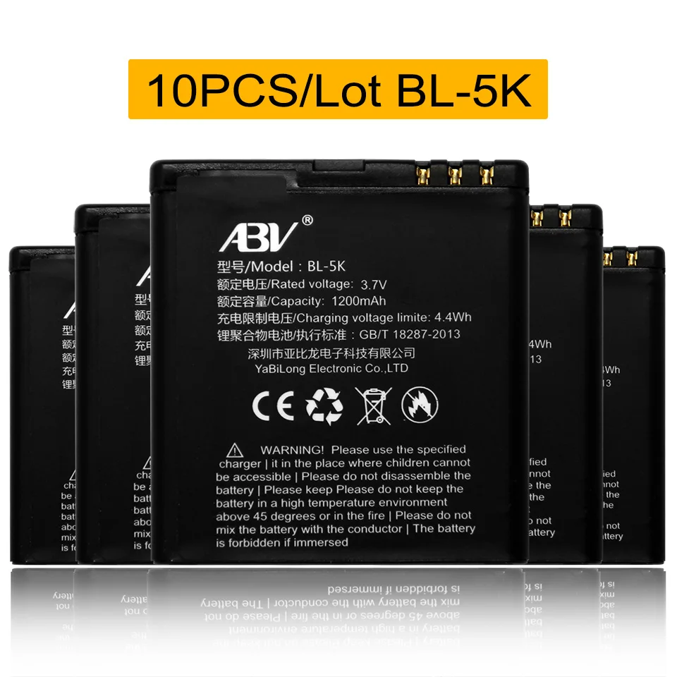 Оптовая продажа 10 шт./лот оригинальный ABV BL 5K bl 5k Мобильный телефон батарея для NOKIA