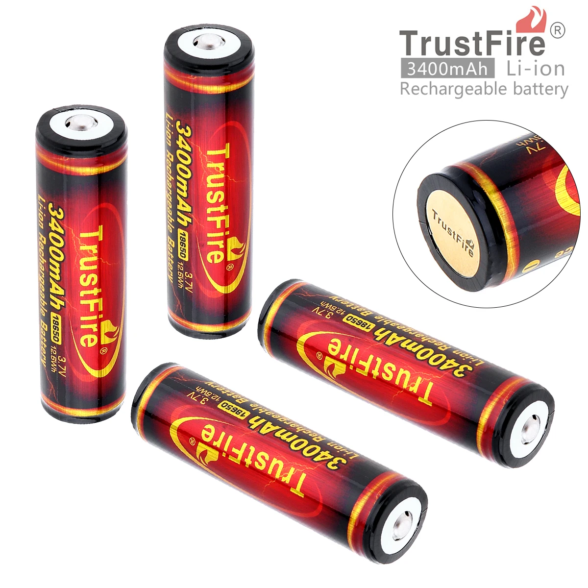 TrustFire 4 шт. 3 7 В 3400 мАч литий ионный аккумулятор большой емкости 18650 с защитной